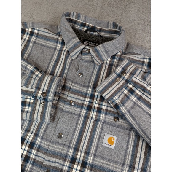 Carhartt Jacket Mens 3XL Tall Relaxed Fit Heavyweight Flannel Sherpa Lined Shirt